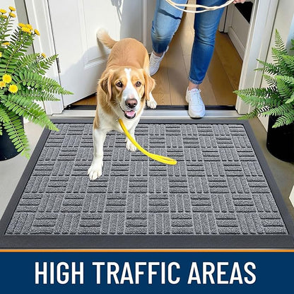 OLANLY Front Door Mat Outside Entrance 71x47, Absorbent, Heavy Duty Sturdy Natural Rubber Doormat Indoor Outdoor, Non-Slip, Stain and Fade Resistant, Low Profile Floor Mat for Entryway, Charcoal Gray