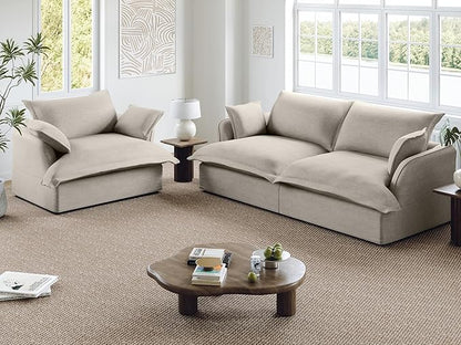 Lopzeho 82” Modular Sectional Sofa, Comfy Down Fill Cloud Couch, Loveseat with Single Seater, Small Couch with Washable Cover, Sectional Couches for Living Room Small Apartments, Light Gray
