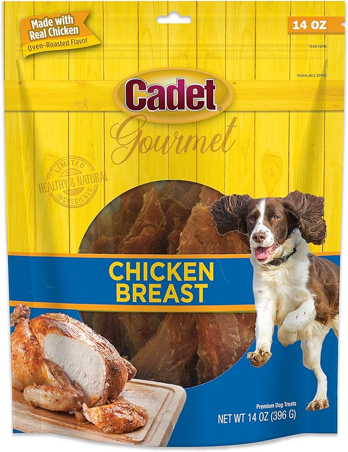 Cadet Gourmet Chicken Breast Dog Treats - Healthy & Natural Chicken Dog Training Treats for Small & Large Dogs - Inspected & Tested in USA (14 oz.)