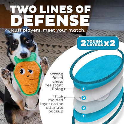 Outward Hound Tough Skinz Durable Squeaky Dog Toy with Two Tough Layers, Carrot, Multicolor, Medium