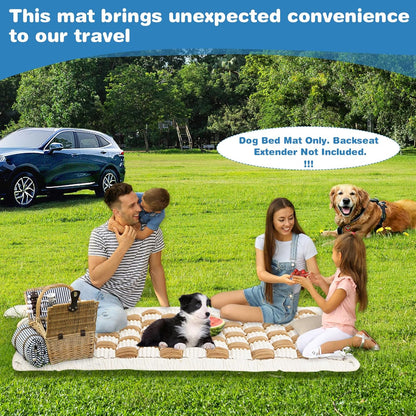 VClife Dog Bed Mat for Car Backseat Extender, Anti Slip Plaid Pet Bed Mat for Car Backseat Extender, Furry Dog Sofa Couch Cover, Washable Travel Dogs Bed for Cars, SUV, Small Truck, 59"×27.6"