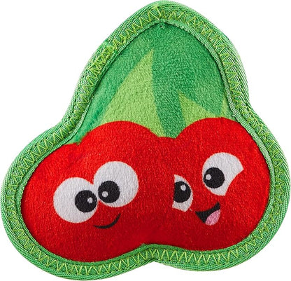 Outward Hound Tough Skinz Durable Squeaky Dog Toy with Two Tough Layers, Cherries, Red, Small