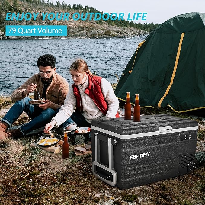 EUHOMY 12 Volt Refrigerator, 80QT 12V Fridge, Electric Cooler APP Control