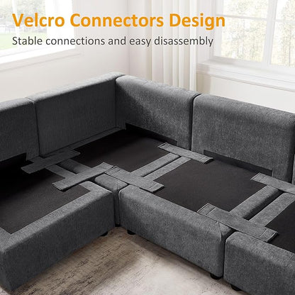 VANOMi Modern Upholstered Middle Module for Modular Sectional,Sectional Sofa Couch Accent Armless Chair, Chenille
