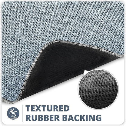 Bosap Bath Mat,Ultra Thin Bathroom Runner Rugs,Large Bath Mats for Bathroom,Quick Dry,Non-Slip,Machine Washable,Low Pile,Bath Rug,Shower Outside,Sink,Home Decor Accessories.Blue,3'x5'(36x60inch)