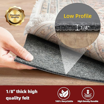 BAGAIL Felt and Natural Rubber Backing Rug Pads 1/8” Thick, 10 x 14 Ft Non Slip Rug Gripper Keep Rugs in Place, Under Area Rug Protective Cushioned Pads, Carpet Runners, Hardwood Floors Protection