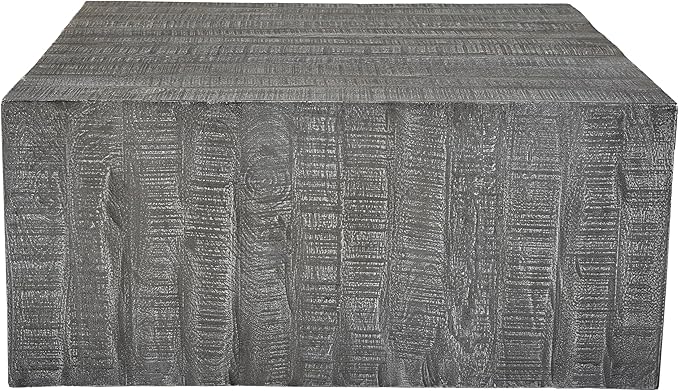 TUP THE URBAN PORT Rydan Coffee Table | 33 Inch Square Block Top | Sandblasted Gray Mango Wood