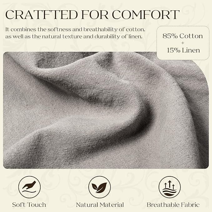WOWMAX 80% Cotton & 20% Linen Blend Headboard Pillow – Full Size Reading Wedge Backrest for Bed, Handmade Firm Support Bolster Cushion with Removable Cover, Premium Bed Rest Pillow, Black