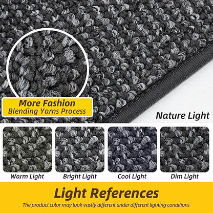 JSEI Dirt Trapper Door Mat 36"x60" Non-Slip Washable Entrance Mat, Dog Doormats, Absorbent & Fade-Resistant Floor Mats, Low Profile Welcome Mats for Entryway, Front Door, and Inside Entrance, Charcoal