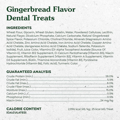 Greenies Gingerbread Flavor Teenie Size, Veterinarian-Recommended for Dental Care, Dog Treat Chews, Great Holiday Dog Stocking Stuffers, Limited Edition, 6 oz. Pouch (22 Treats)