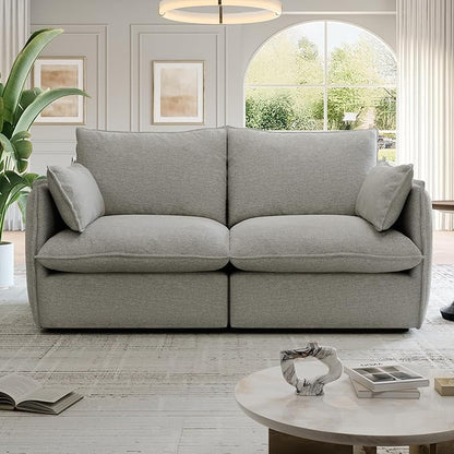 Lopzeho Cloud Modular Sectional Sofa, Waterproof Down Filled Sectional Sofa, High Backrest Loveseat Sectional Couches for Living Room, Modern Modular Couch with Removable Cover, Light Gray