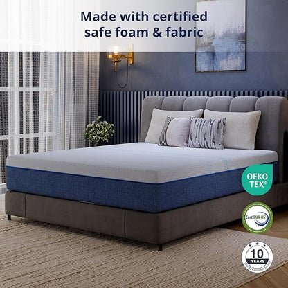 EGOHOME 10 Inch Full Mattress, Gel Memory Foam with Charcoal, Fiberglass Free, CertiPUR-US Certified, Temperature-Regulating, Machine Washable Cover, 75" x 54" x 10", Medium