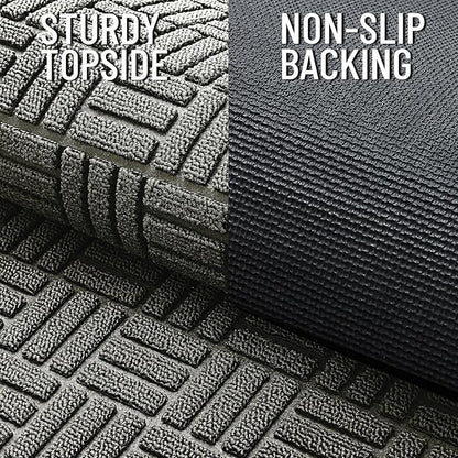 OLANLY Front Door Mat Outside Entrance 59x23, Absorbent, Heavy Duty Sturdy Natural Rubber Doormat Indoor Outdoor, Non-Slip, Stain and Fade Resistant, Low Profile Floor Mat for Entryway, Modern Gray