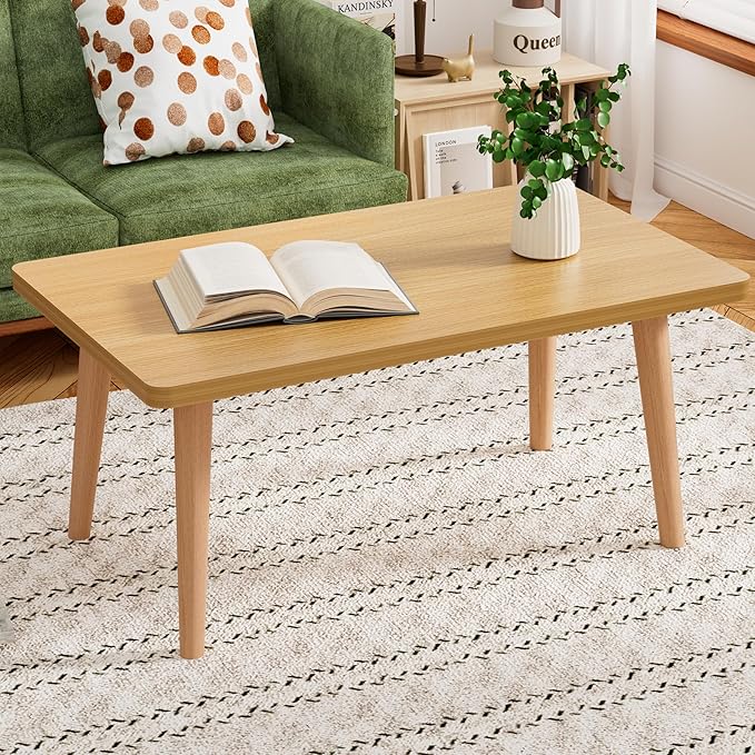 Small Coffee Table for Small Space, Low Table, Floor Table Desk for Sitting on The Floor, Japanese Coffee Table for Living Room, Tatami Tea Tables with Solid Wood Legs, Home Office, Farmhouse, Brown