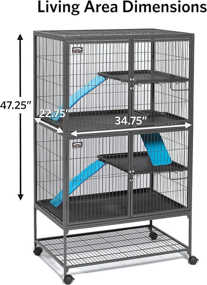 MidWest Homes for Pets Ferret Nation Double Unit Small Animal Cage, 4 Tiers, Includes Pans, Shelves, Ramps & Covers, for Ferrets & Small Animals