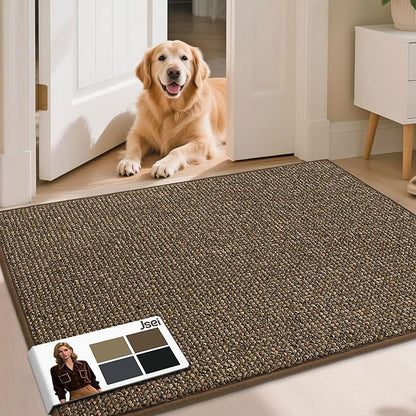 JSEI Dirt Trapper Door Mat 32"x48" Non-Slip Washable Entrance Mat, Dog Doormats, Absorbent & Fade-Resistant Floor Mats, Low Profile Welcome Mats for Entryway, Front Door, and Inside Entrance, Brwon