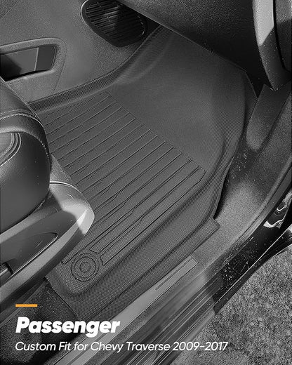 All Weather Floor Mats & Cargo Liner Custom Fit for Chevy Traverse 2009-2017 (Only Fits Captain's Chairs), Front 2nd Backrest Trunk Mats for Buick Enclave 2009-2017, TPE Anti-Slip Car Accessories