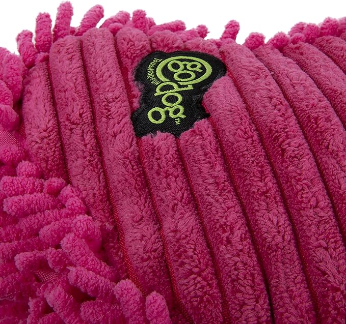 goDog PlayClean Germs Squeaky Plush Dog Toy with Odor-Eliminating Essential Oils, Chew Guard Technology - Pink, Small