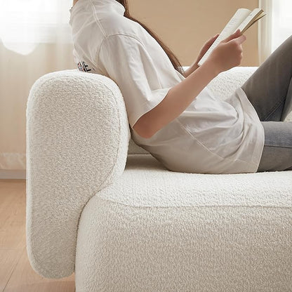 ZEKOKO Boucle Chaise Lounge Chair Indoor Comfy Fluffy Lounge Sofa Upholstered Chaise Lounge Modern Lounge Chair Indoor for Living Room Bedroom Office(Right Hand, Cream)