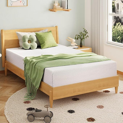 EGOHOME Twin XL Memory Foam Mattress, 6 Inch Bed Mattress in a Box with Cooling Green Tea Gel, Relieve Pressure with Medium Support, CertiPUR-US Certified, 80''L x 38''W, White