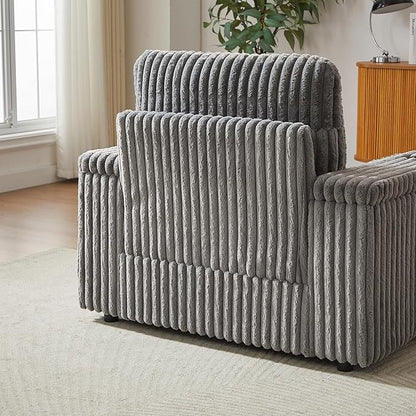 Eafurn 42.5" Oversized Accent Chair with Storage Ottoman Convertible Chaise Lounge, Corduroy Cloud Sofa Chair w/Cupholders, Modern Extra Wide Armchair