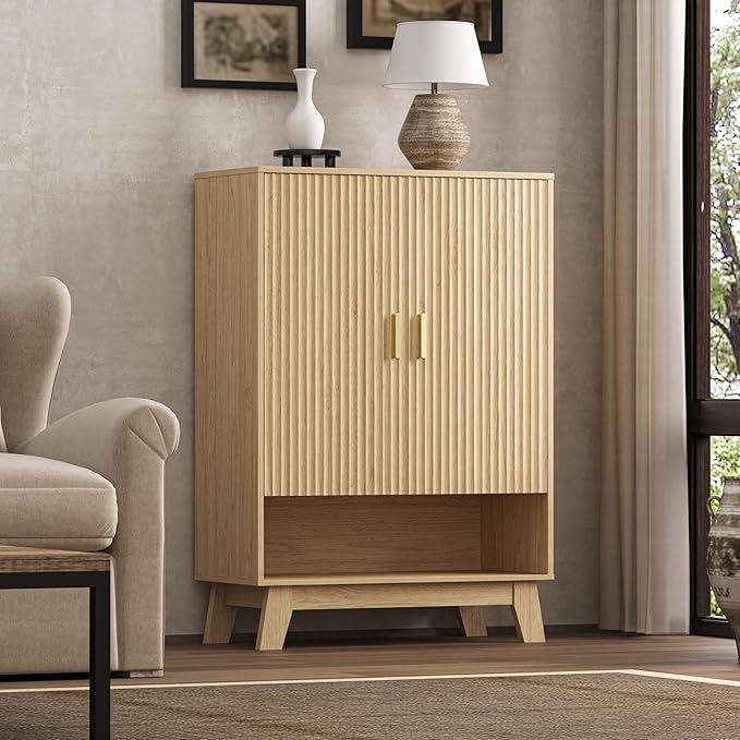 4-Tier Fluted Shoe Cabinet