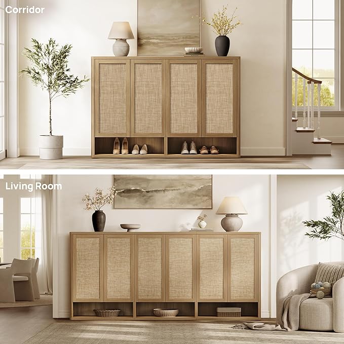SICOTAS Rattan Shoe Storage Cabinet