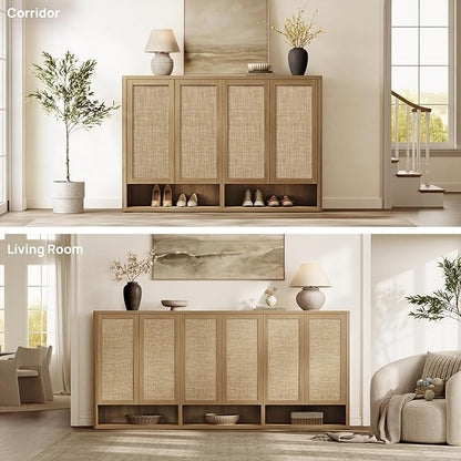 SICOTAS Rattan Shoe Storage Cabinet
