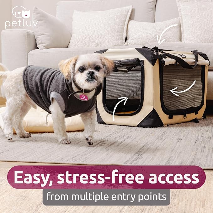 Cat & Dog Pet Carrier, Soft-Sided, Large 24"x16"x16", Fits Large Cat, 2 Cats, or Medium Dog Comfortably, Great for Travel & Vet Visits, Privacy Windows, Removable Bed, Locking Zippers, Foldable