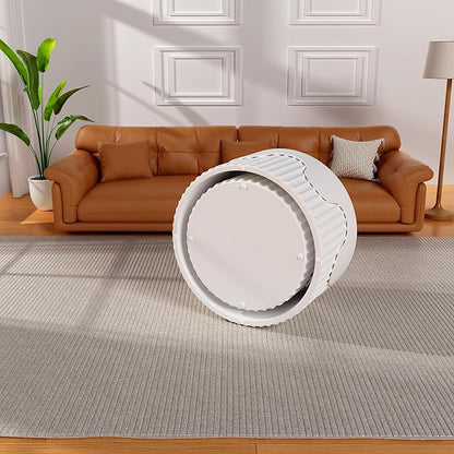 Round Nesting Coffee Table Set of 2, Round Fluted Coffee Tables for Living Room Modern Nesting End Side Tables for Small Spaces (E White)