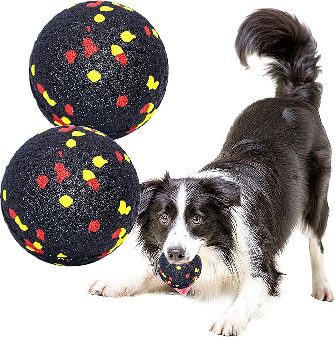Dog Balls Toys for Aggressive Chewers, Indestructible Durable Bouncy Floating Balls for Dogs to Fetch, Durable Solid Rubber Ball for Training Dog(2 Pack)