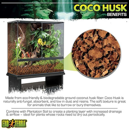 Exo Terra Coco Husk Brick, 8 QT (8.8 L) – Natural Coconut Fiber Terrarium Substrate for Reptiles, Amphibians & Tropical Enclosures
