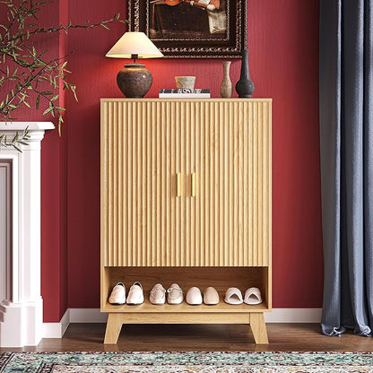 4-Tier Fluted Shoe Cabinet