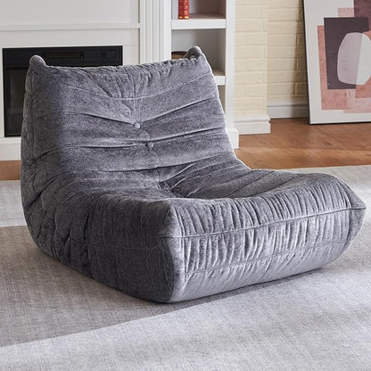 HABUTWAY Bean Bag Chair, Giant Bean Bag Chairs for Adults, Bean Bag Sofa with Filler Faux Fur, Memory Foam Bean Bag Couches Fireside Lazy Sofa for Living Room, Bedroom, Office (Grey)