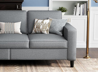 Sectional Sofas Couches for Living Room Convertible 3-Seater 78" L Shaped Couch for Small Spaces, Grey Pet-Friendly Modern Linen Fabric Sofa & Washable Covers for Apartments Studios Dorms