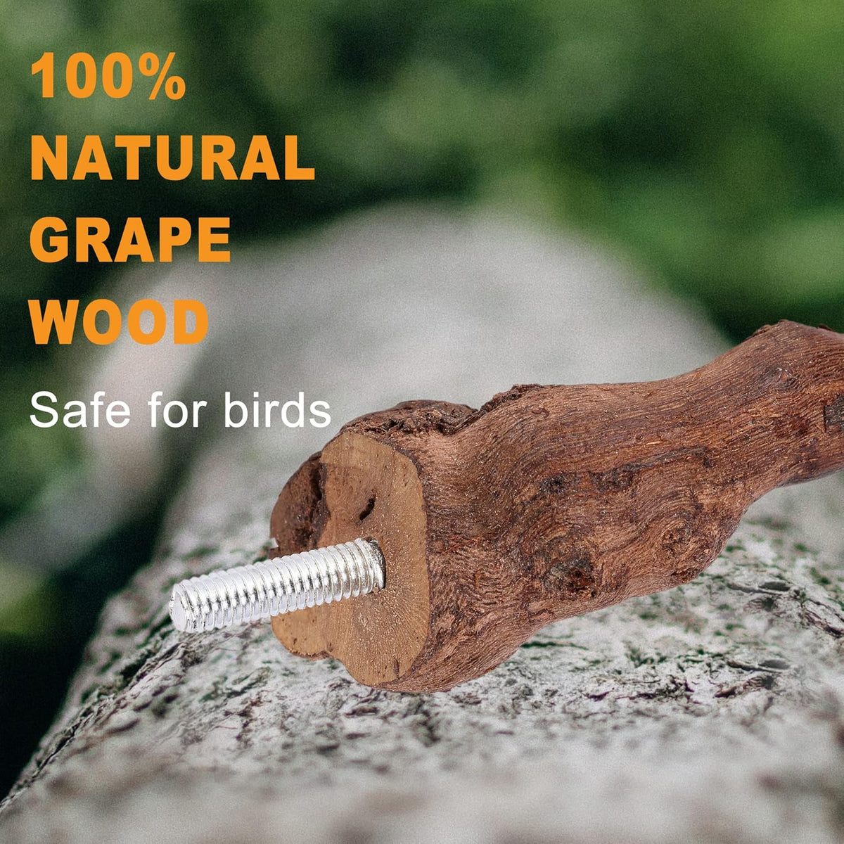 2 pcs 9.8 inch Bird Perches Stand Natural Wood Bird Perches, Birdcage Wood Stand Tree Perches for Birds Cockatiels Parrots Conures Macaws Finches(2PCS 9.8" Length)