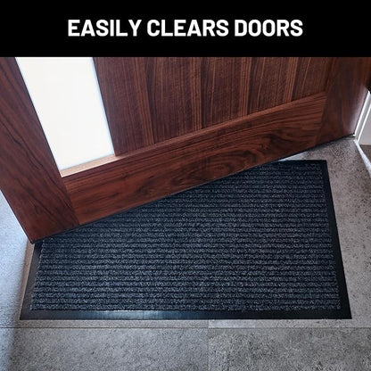 Sierra Concepts Front Door Mat Welcome Floor Mats - Entryway Indoor Outdoor Entrance Doormat, Patio, Porch, Muddy Shoe, Inside Outside Low Profile, 30x17 inches, 2-Pack Gray