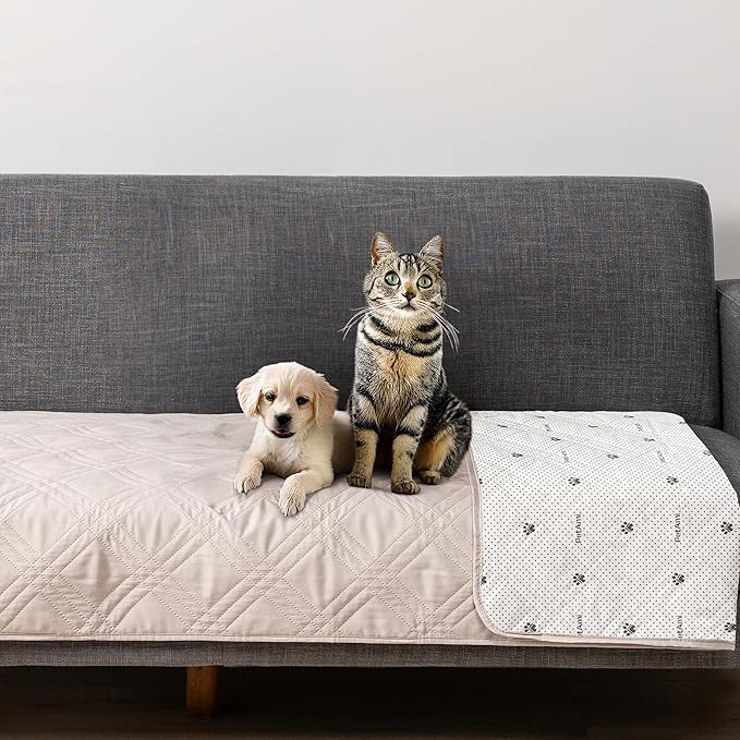 PetAmi Waterproof Couch Cover for Dogs, Waterproof Pet Blanket, Reversible Furniture Cover Sofa Protector for Pet Cat Bed, Washable Waterproof Blanket Dog Cover for Couch Seat, 30x70 Beige