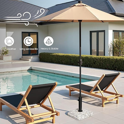 VredHom Patio Umbrella Base, 45lbs, Square Cobblestone Concrete Stand, Heavy Duty Market Umbrella Stand for Outdoor, Lawn, Deck, Poolside