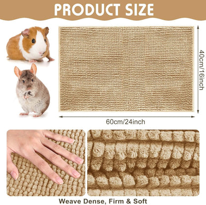 Amylove 4 Pcs Guinea Pig Cage Liner Guinea Pig Bedding Washable Fleece Pee Pads Reusable Small Animals Training Mat Small Animal Sleeping Bed for Bunny Hamster (Beige,16 x 24 Inch)