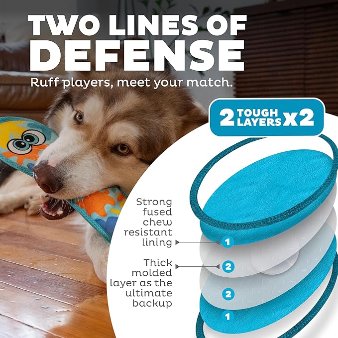 Outward Hound Tough Skinz Durable Squeaky Dog Toy with Two Tough Layers, Snake, Blue, Large