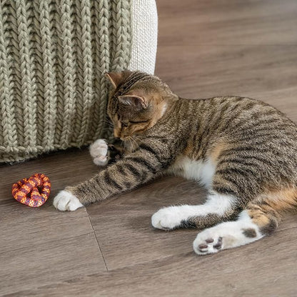 Catstages Plaque Away Pretzel Cat Toy – Interactive Catnip Dental Chew Toy to Help Clean Teeth, Fun for Play and Chewing, Orange