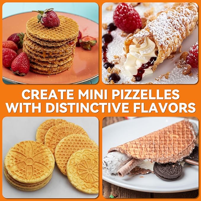 Baker’s Friend Pizzelle Maker Electric, 4 X 3.5” Pizzelle Waffle Cookies