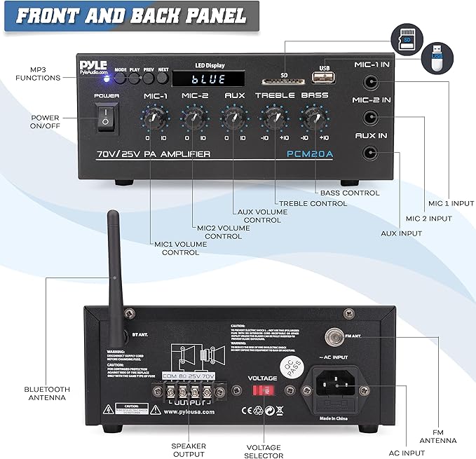Pyle Compact Mini Home Power Amplifier - 40W Smart Small Audio Stereo Receiver
