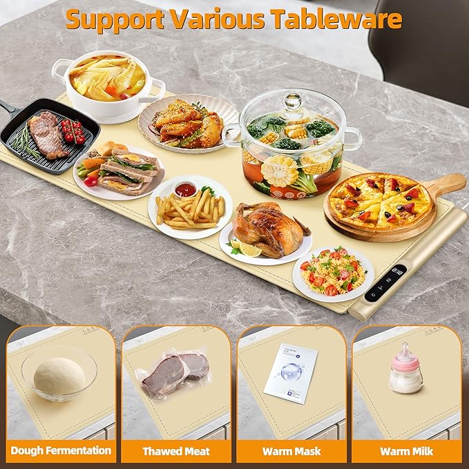 Graphene Food Warming Mat, Extra Large Electric Warming Tray
