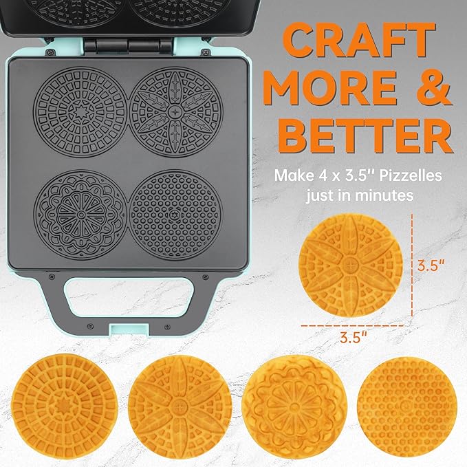 Baker’s Friend Pizzelle Maker Electric, 4 X 3.5” Pizzelle Waffle Cookies