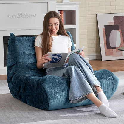 HABUTWAY Bean Bag Chair, Giant Bean Bag Chairs for Adults, Bean Bag Sofa with Filler Faux Fur, Memory Foam Bean Bag Couches Fireside Lazy Sofa for Living Room, Bedroom, Office (Navy Blue)