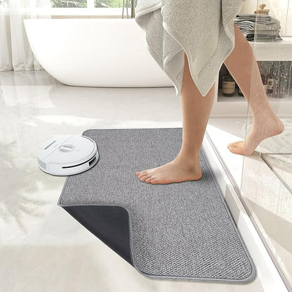 Bath Mat,Ultra Thin Bathroom Rugs,Rubber Bath Mats for Bathroom,No Slip Bath Rugs,Quick Dry,Machine Washable,Low Pile,Absorbent,Shower Outside,Sink,Home Decor Accessories.Grey,1'5"x2'3"(17x27Inch)