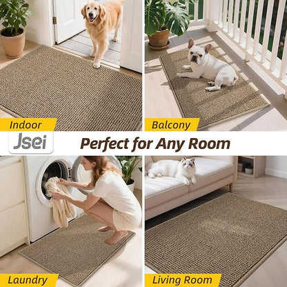 JSEI Dirt Trapper Door Mat 36"x60" Non-Slip Washable Entrance Mat, Dog Doormats, Absorbent & Fade-Resistant Floor Mats, Low Profile Welcome Mats for Entryway, Front Door, and Inside Entrance, Taupe