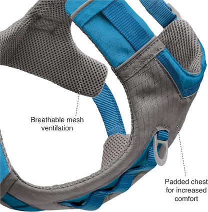 Kurgo Journey Air Dog Harness, Orange, Large | Padded Chest, Ripstop Outer & Breathable Mesh, Back Assist Handle, Rust-Free Aluminum Hardware, Reflective Trim